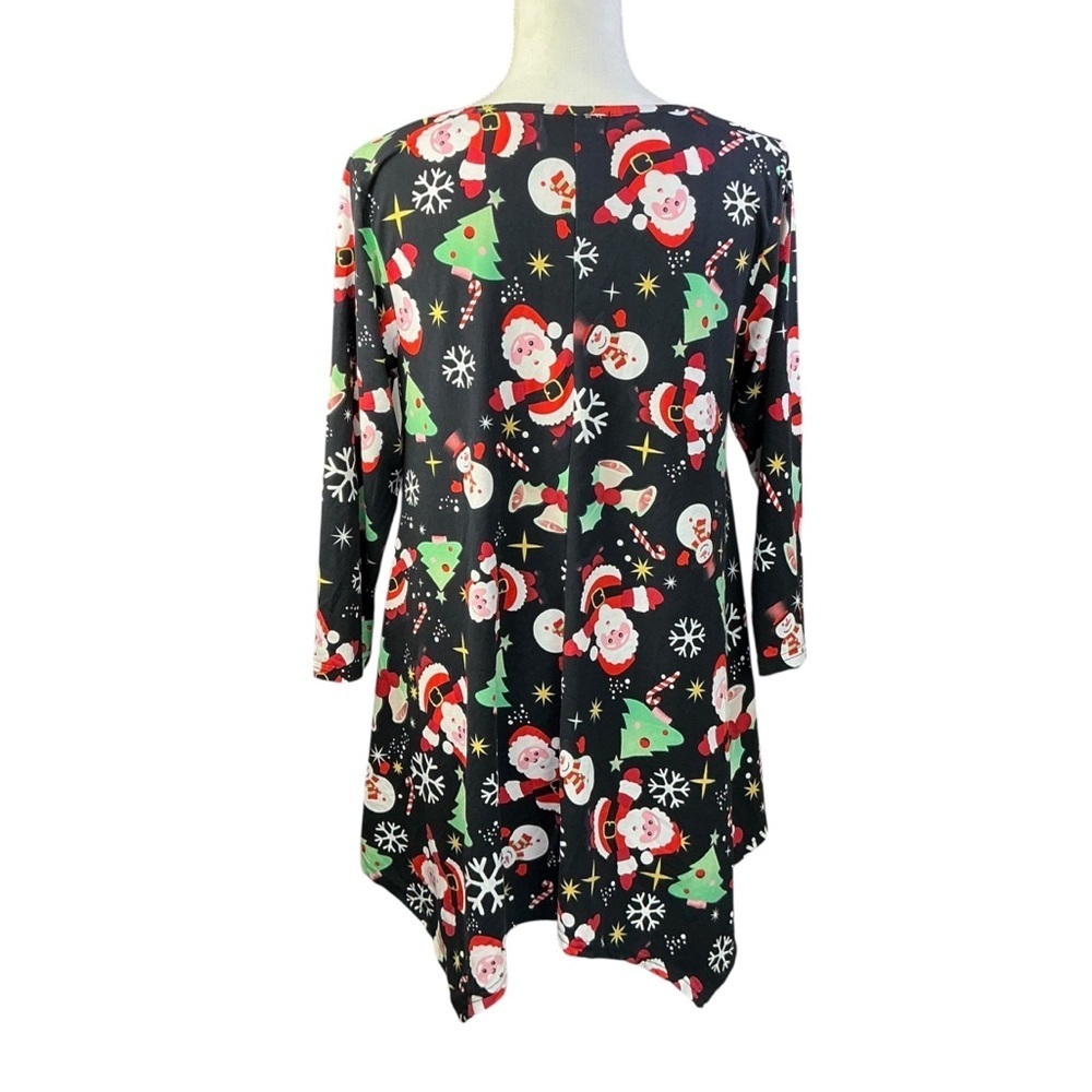Larace Christmas Tunic Top Handkerchief Hem  3/4 Sleeve Round Neck Holiday Med - Picture 10 of 16